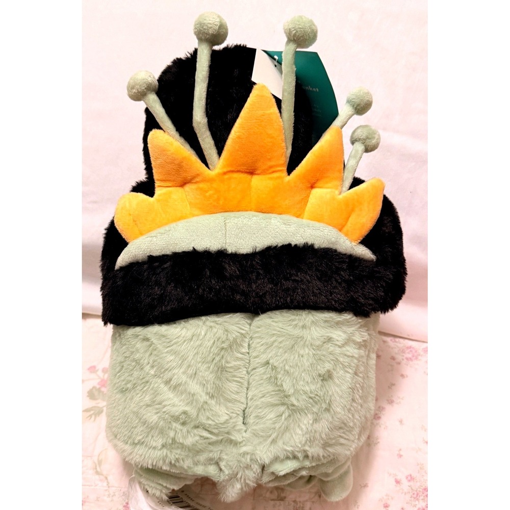 Pillowfort Disney Tiana Hooded Blanket Kids 40x50 Green NEW Faux Fur Mitts Tiara - Picture 2 of 8